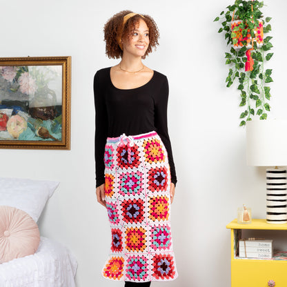 Red Heart Crochet Granny Side Slit Skirt Crochet Skirt made in Red Heart All in One Granny Square Yarn