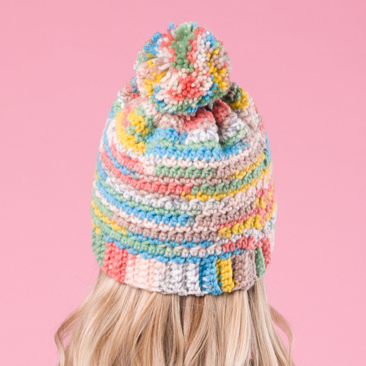 Crochet Stripes Hat made using Red Heart yarn