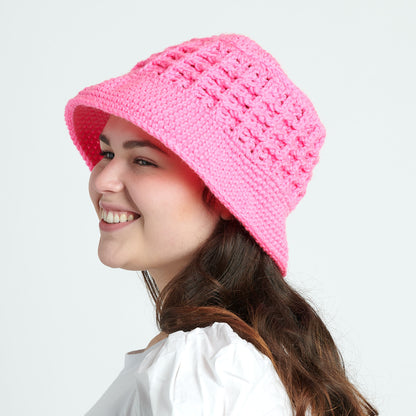 Red Heart Crochet Bucket of Waffles Hat Pretty N' Pink