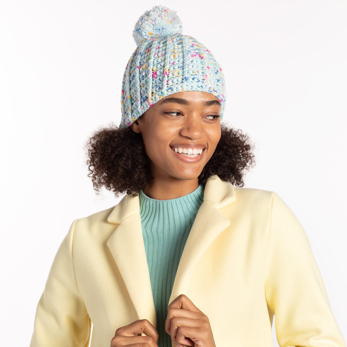 Crochet Waffle Stitch Hat made using Red Heart yarn