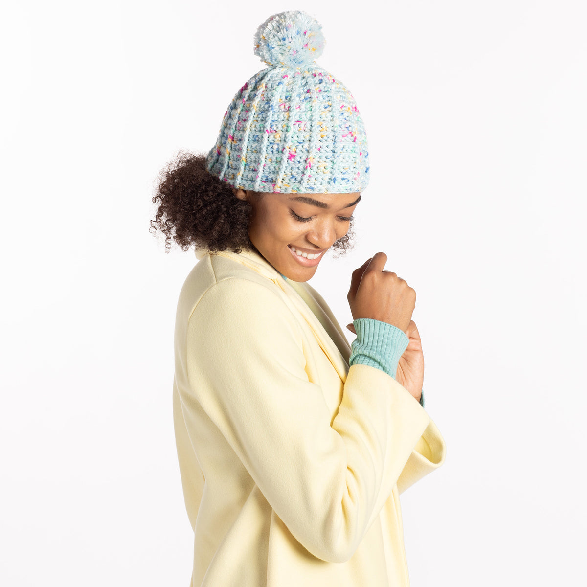 Crochet Waffle Stitch Hat made using Red Heart yarn