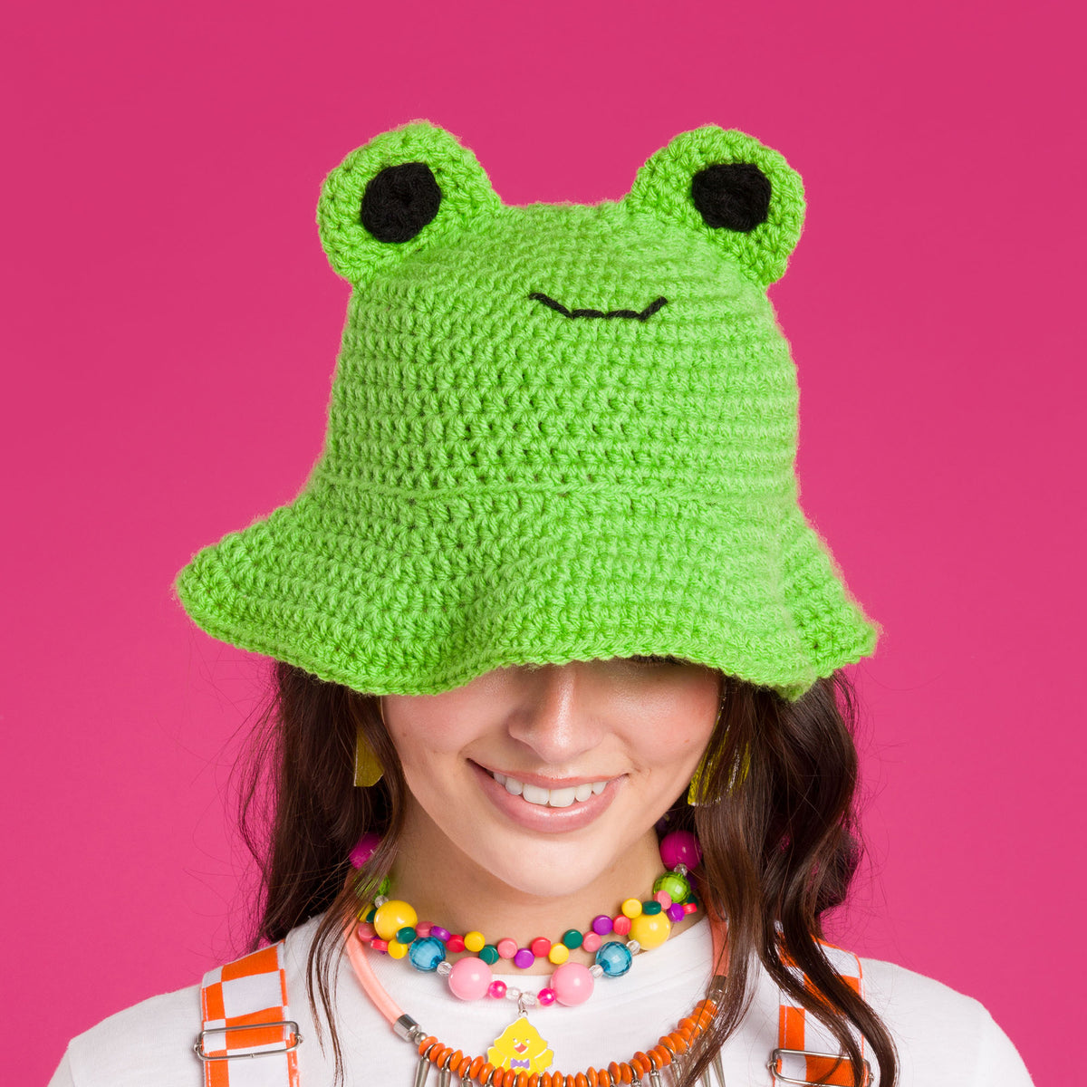 Froggie Crochet Bucket Hat made using Red Heart yarn