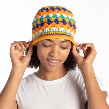 Red Heart Crochet Bucket of Stripes Hat Crochet Hat made in Red Heart Super Saver Kits Yarn
