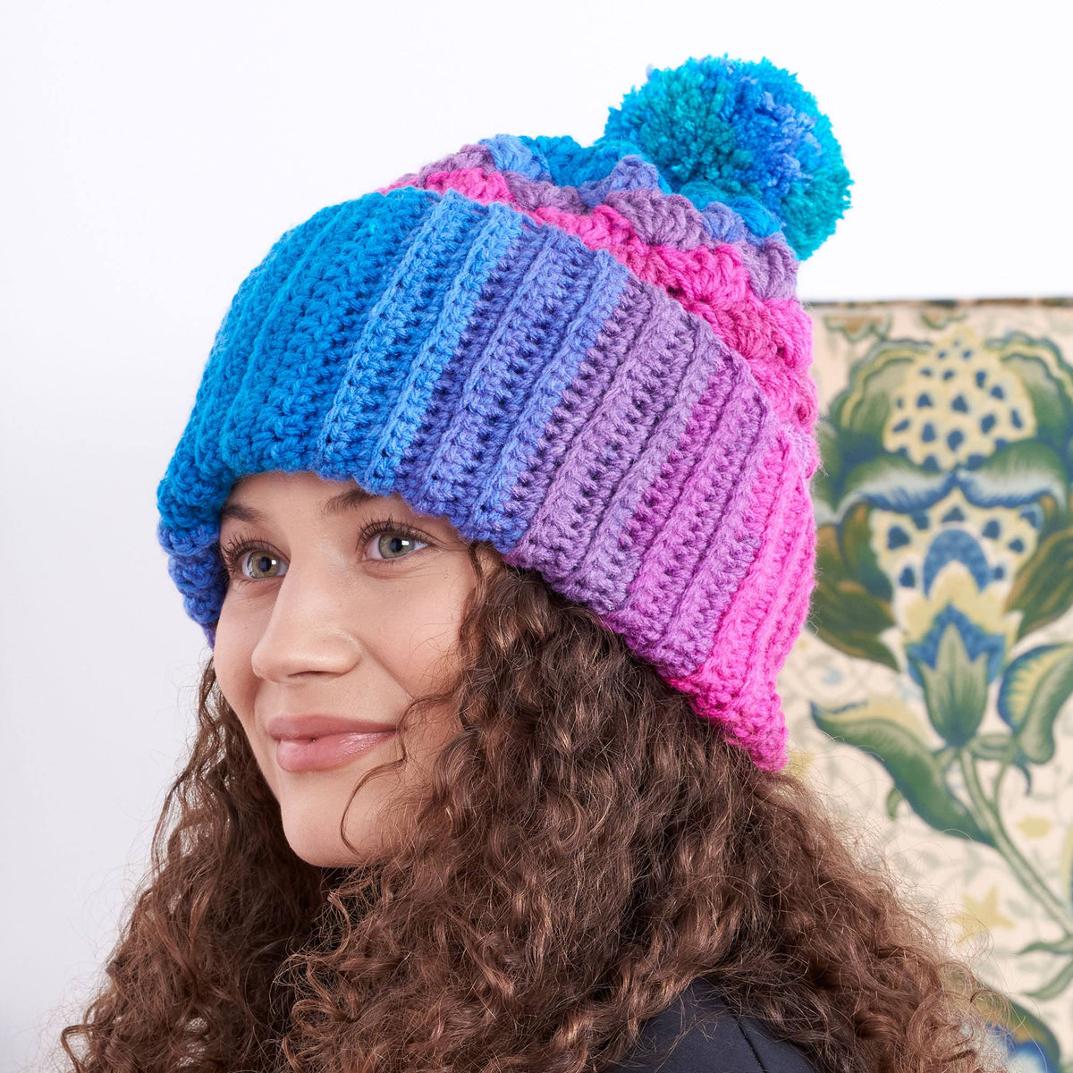 Crochet Hat made in Red Heart Super Saver Stripes Yarn