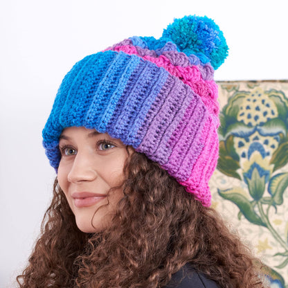 Red Heart Stripy Shell Stitch Crochet Hat Crochet Hat made in Red Heart Super Saver Stripes Yarn