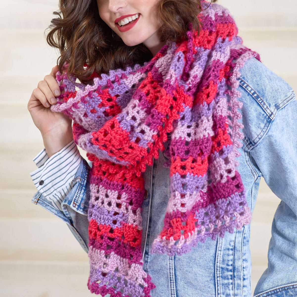 Red Heart Heartwarming Crochet Scarf By Susan Heyn Pattern Tutorial Image