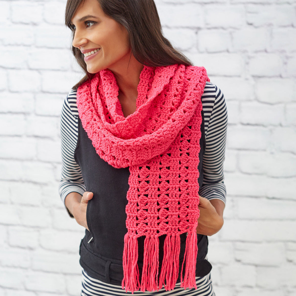 Crochet Cosmo Scarf made using Red Heart yarn