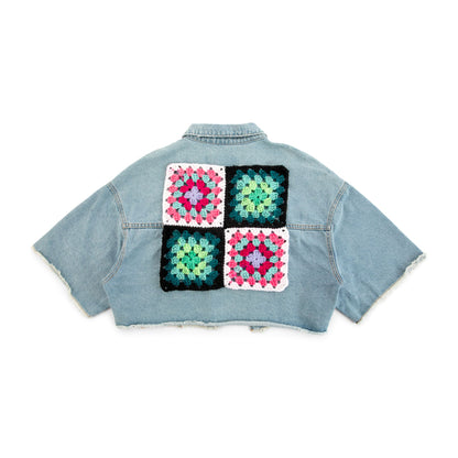 Red Heart Crochet Granny Back Patch Crochet Granny Clothing Patch made in Red Heart All in One Granny Square Yarn