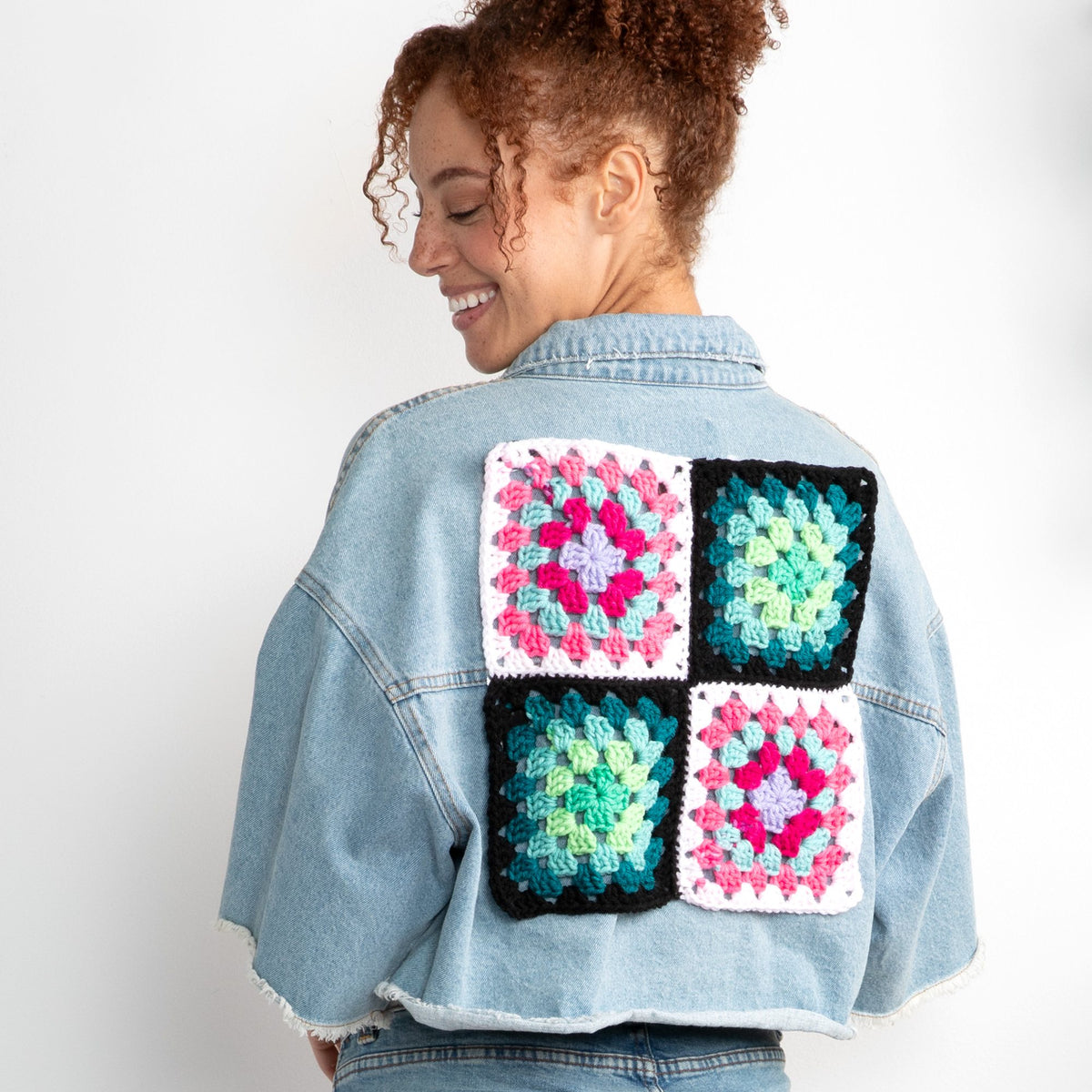 Crochet Granny Clothing Patch made in Red Heart All in One Granny Square Yarn