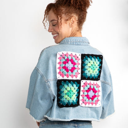 Red Heart Crochet Granny Back Patch Crochet Granny Clothing Patch made in Red Heart All in One Granny Square Yarn