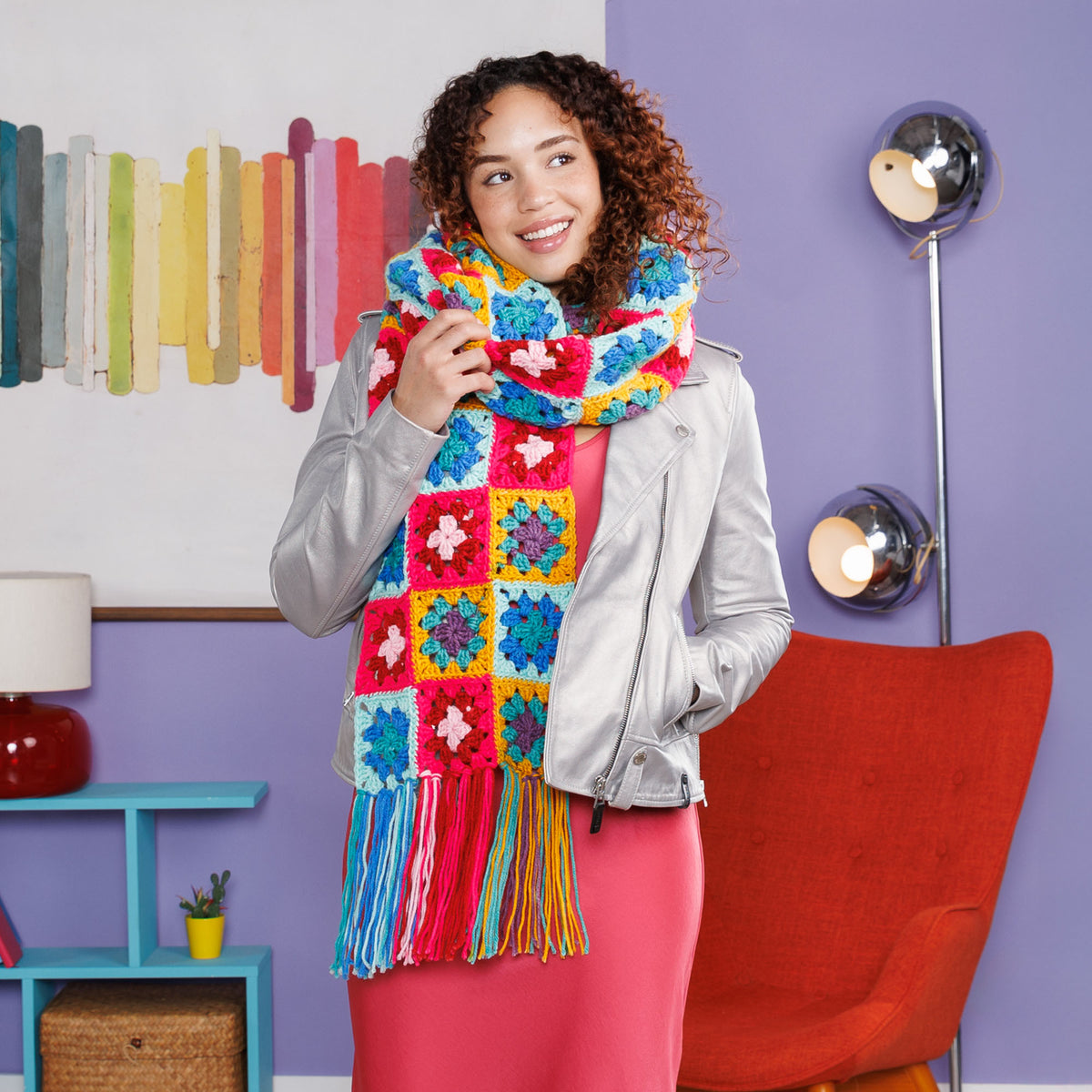 Keep It Cozy Crochet Scarf made using Red Heart yarn