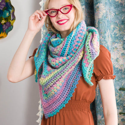 Red Heart Crochet Kaleidoscope Shawl Candied