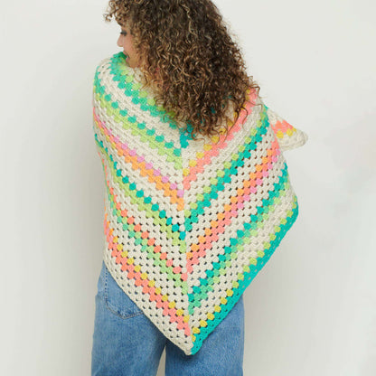 Red Heart Staggered Stripes Crochet Shawl Crochet  made in Red Heart Super Saver yarn