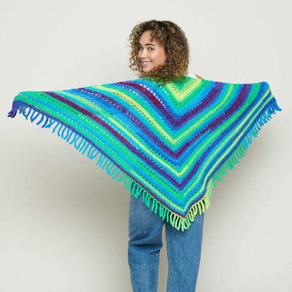 Red Heart Crochet Fringe Shawl Crochet  made in Red Heart Super Saver yarn
