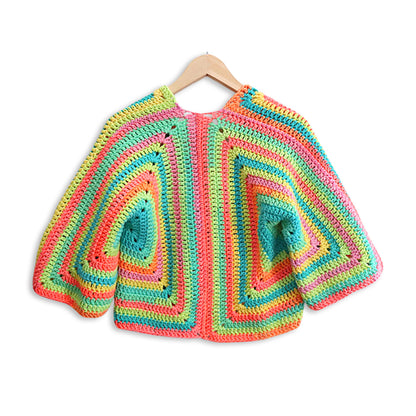 Red Heart Retro Stripe Crochet Hexagon Cardigan All Variants