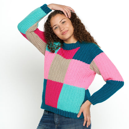 Red Heart Super Saver Blocks in Colors Crochet Pullover Super Saver Blocks In Colors Crochet Pullover made using Red Heart yarn