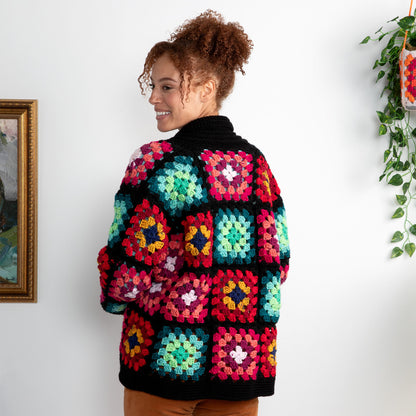 Red Heart Cozy Crochet Granny Cardigan Crochet Cardigan made in Red Heart All in One Granny Square Yarn