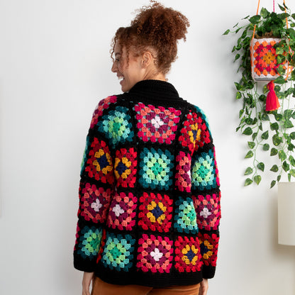Red Heart Cozy Crochet Granny Cardigan Crochet Cardigan made in Red Heart All in One Granny Square Yarn