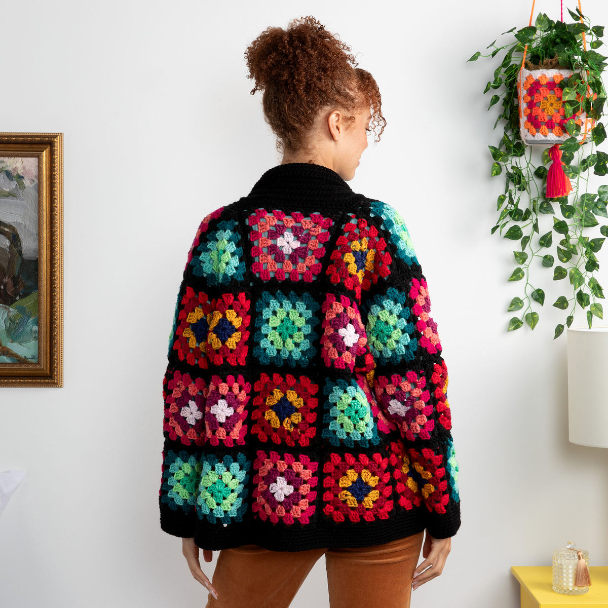 Crochet Cardigan made in Red Heart All in One Granny Square Yarn
