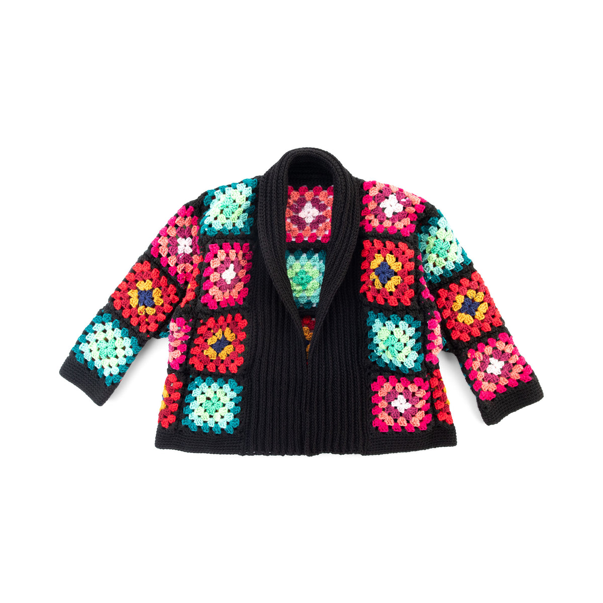 Crochet Cardigan made in Red Heart All in One Granny Square Yarn