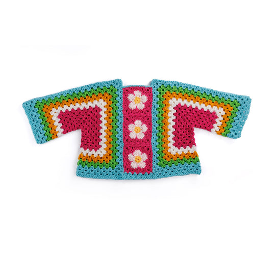 Blooming Hexi Crochet Pullover made using Red Heart yarn
