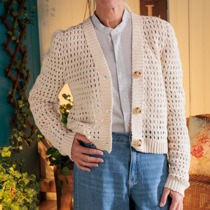 Red Heart Mesh-mellow Crochet Cardigan Mesh-Mellow Crochet Cardigan made using Red Heart yarn