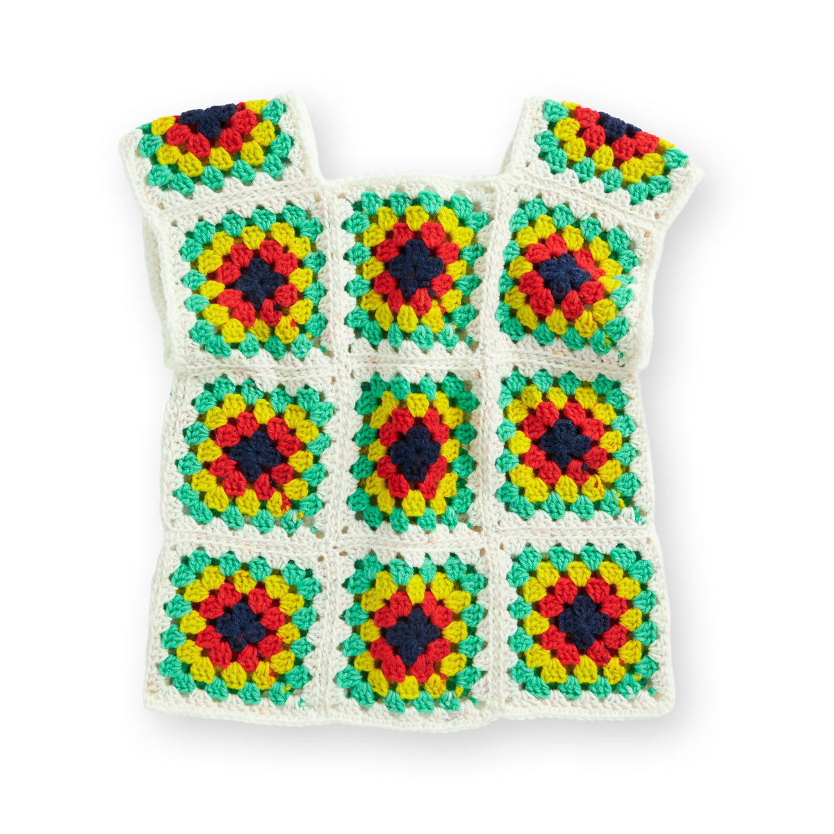 Crochet T-shirt made in Red Heart All in One Granny Square Yarn