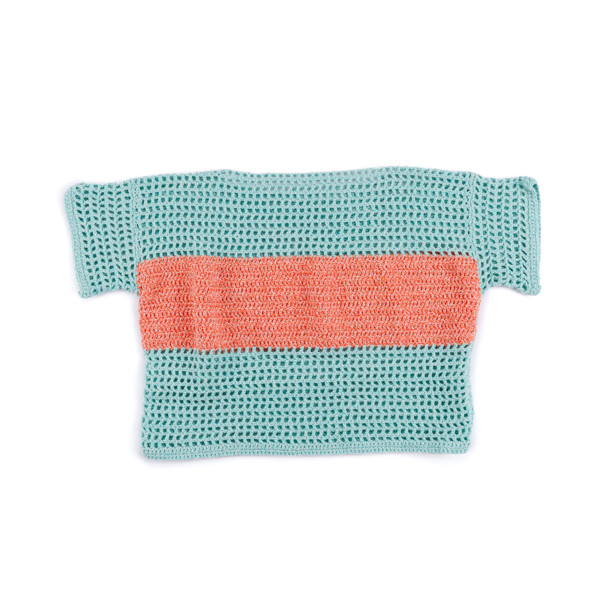 Boxy Stripe Crochet T-Shirt made using Red Heart yarn