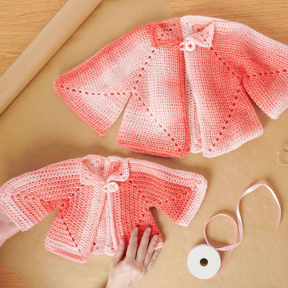 Red Heart Smart Baby Crochet Jacket Crochet  made in Red Heart Super Saver Ombre yarn