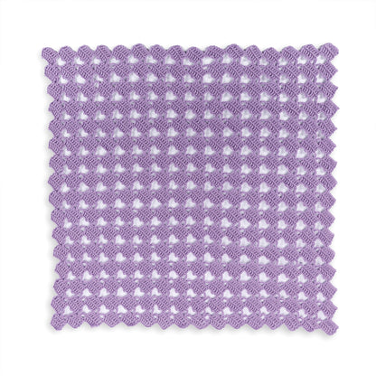 Red Heart Crochet Heart-y Lace Blanket Crochet Heart-Y Lace Blanket made using Red Heart yarn on a white background