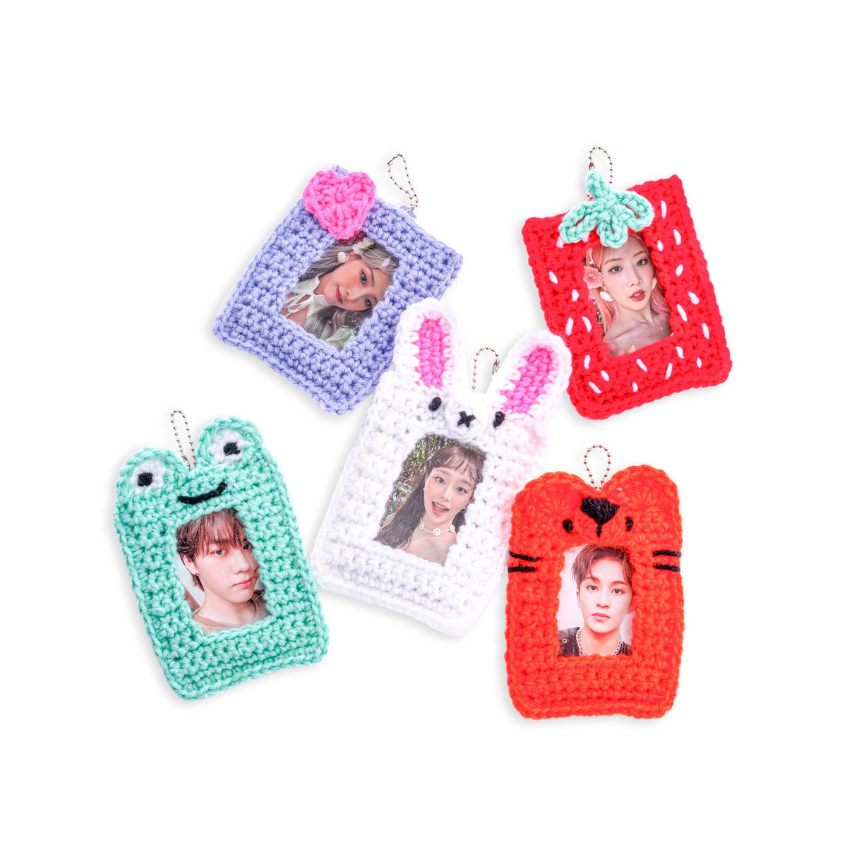 Crochet Photocard Holders made using Red Heart yarn