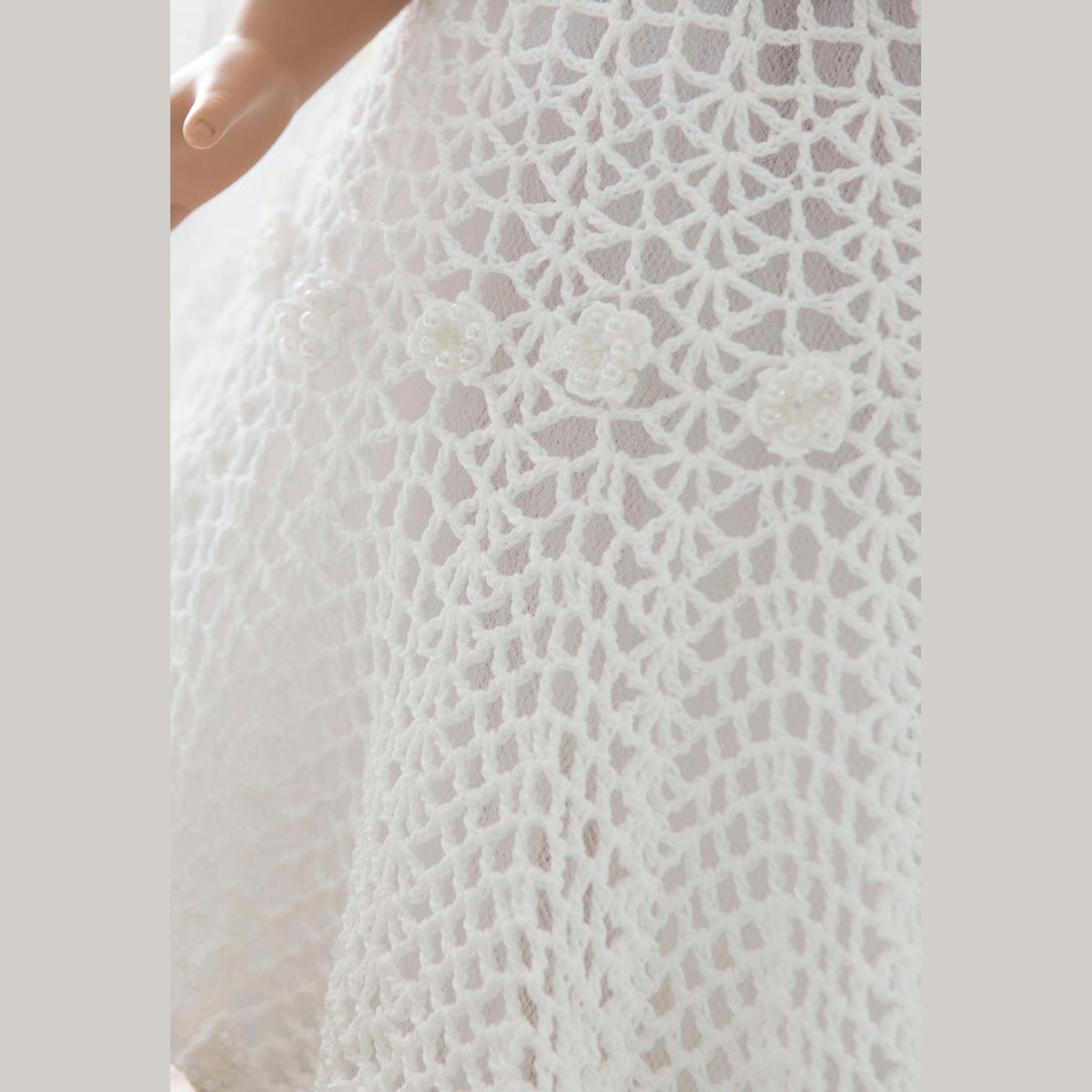 Crochet Wedding Dress For Doll made using Red Heart yarn