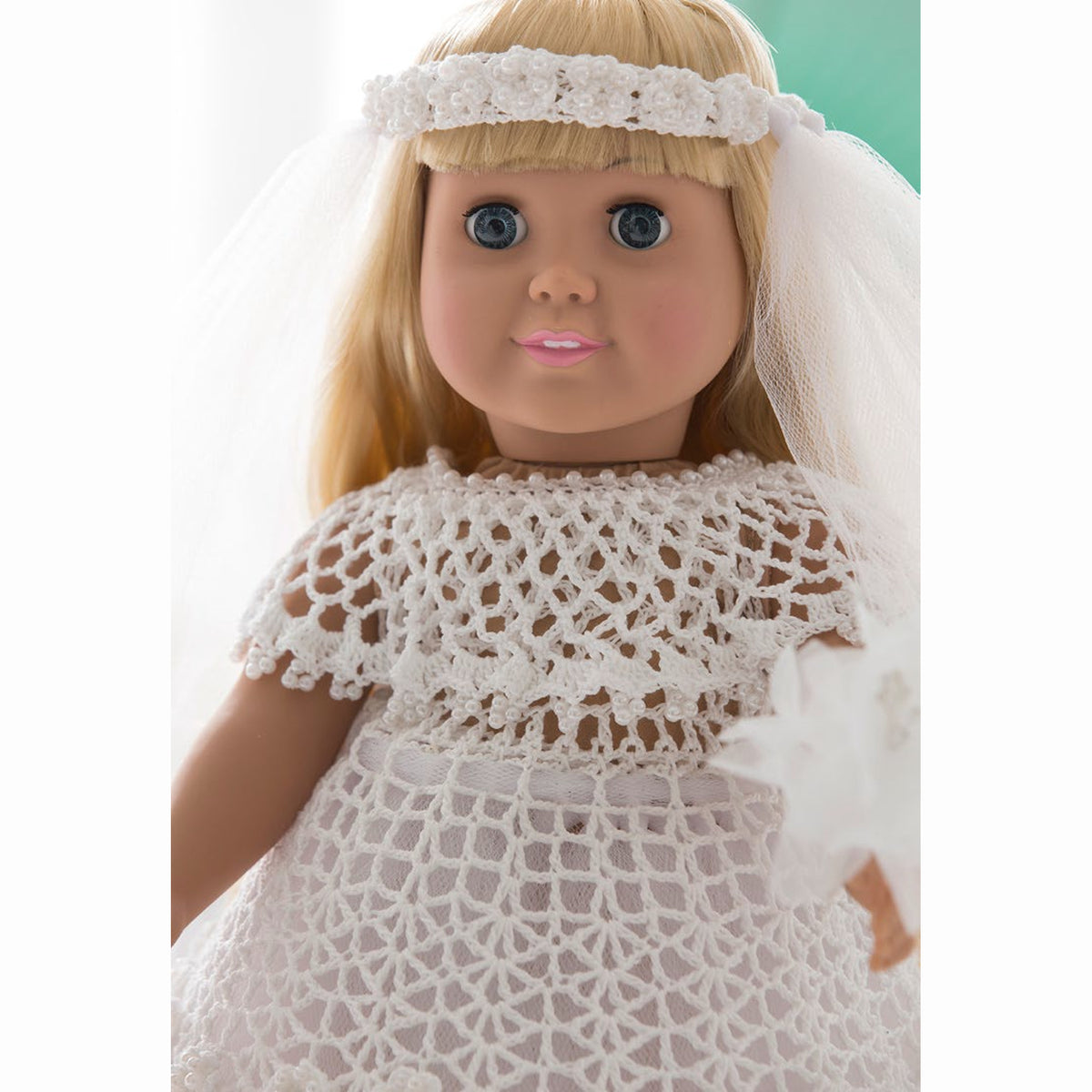 Crochet Wedding Dress For Doll made using Red Heart yarn