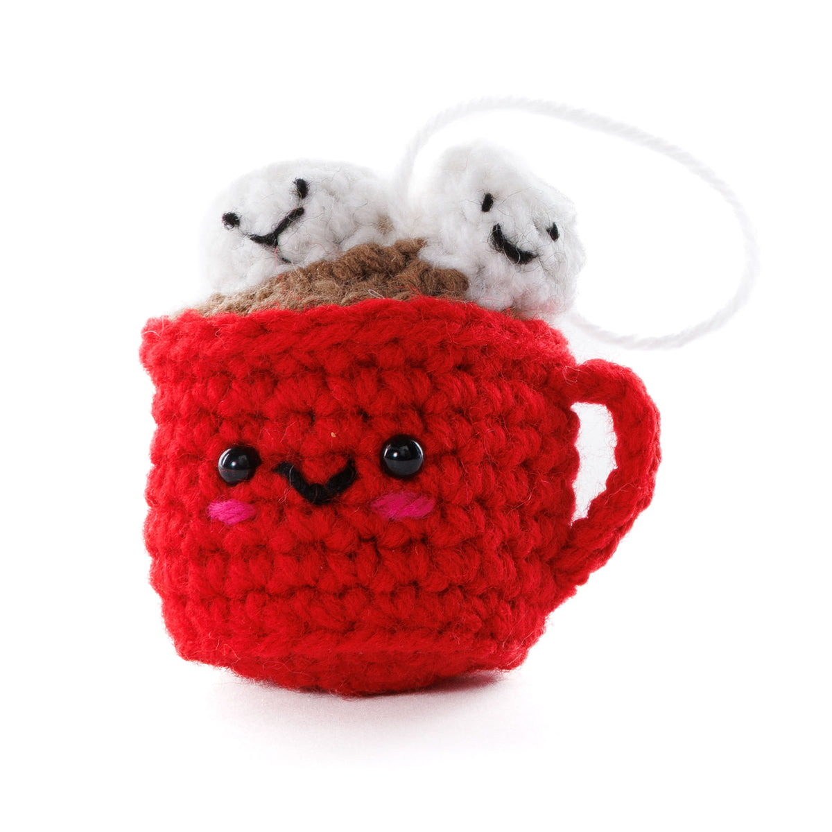 Crochet Cozy Cocoa Amigurumi made using Red Heart yarn