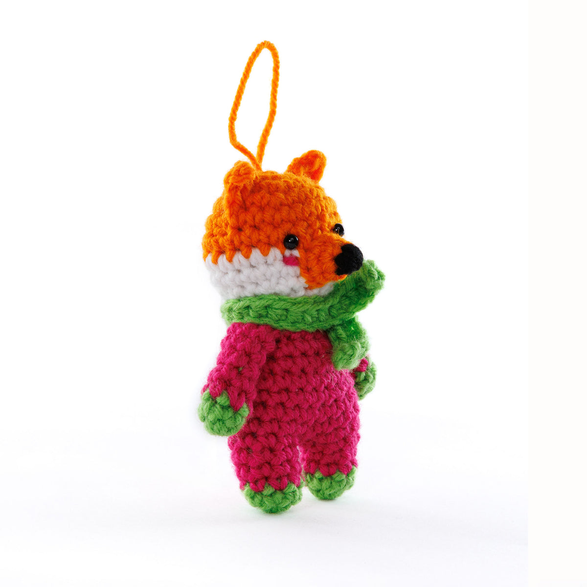 Crochet Fa La La La Fox Amigurumi made using Red Heart yarn