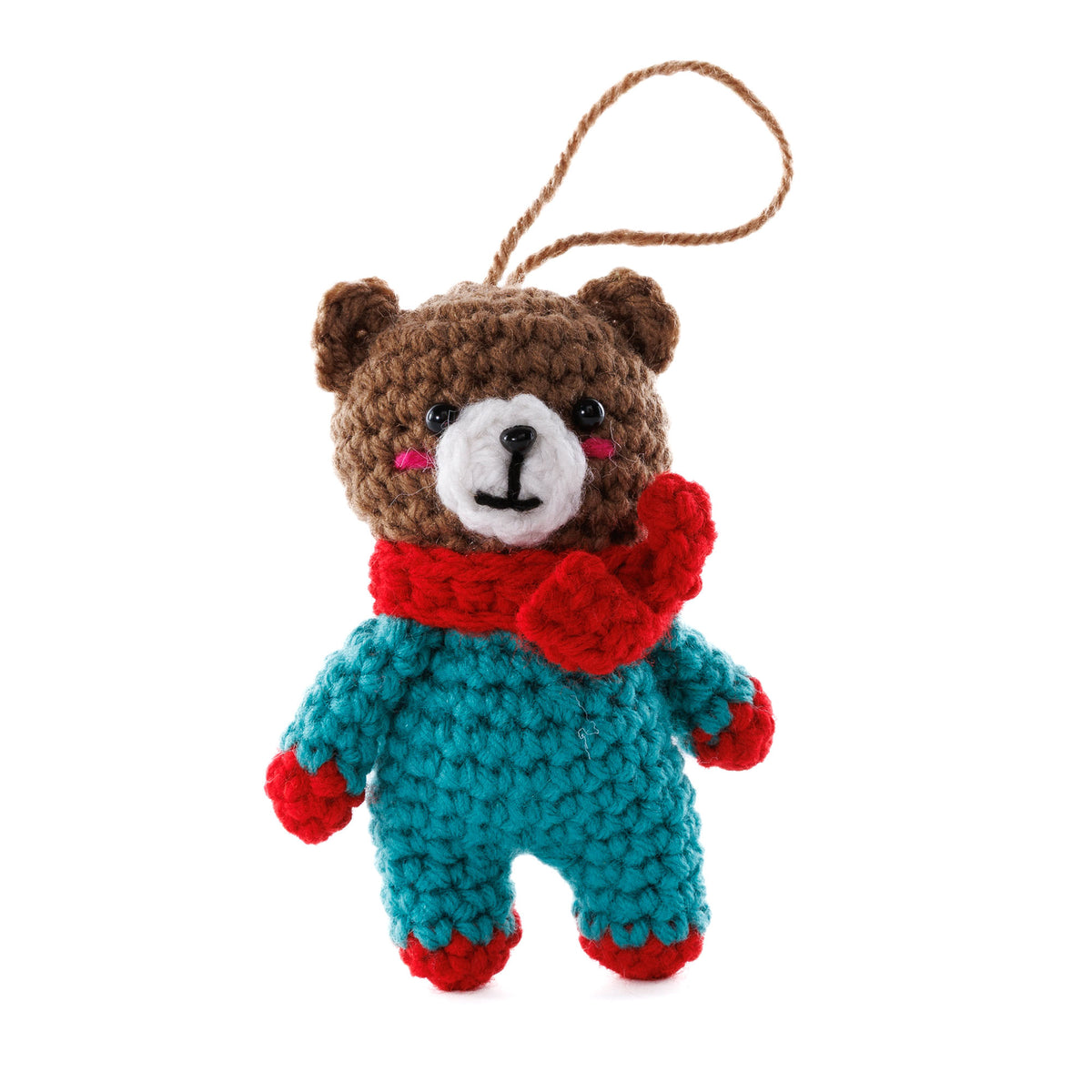 Crochet Merry Beary Amigurumi made using Red Heart yarn