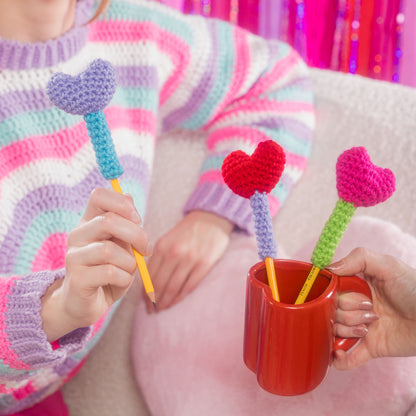 Red Heart Crochet Heart Pencil Toppers Crochet Heart Pencil Toppers made using Red Heart yarn
