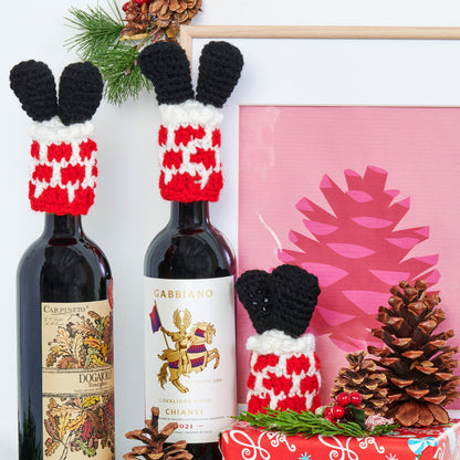 Red Heart Santa's Stuck! Crochet Bottle Toppers Crochet Bottle Topper made in Red Heart Super Saver Yarn