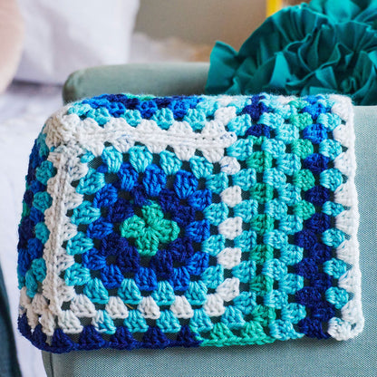 Red Heart Crochet Granny Couch Cozy Crochet Cozy made in Red Heart All in One Granny Square Yarn