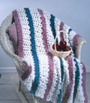 Crochet 3-Color Afghan made using Red Heart yarn