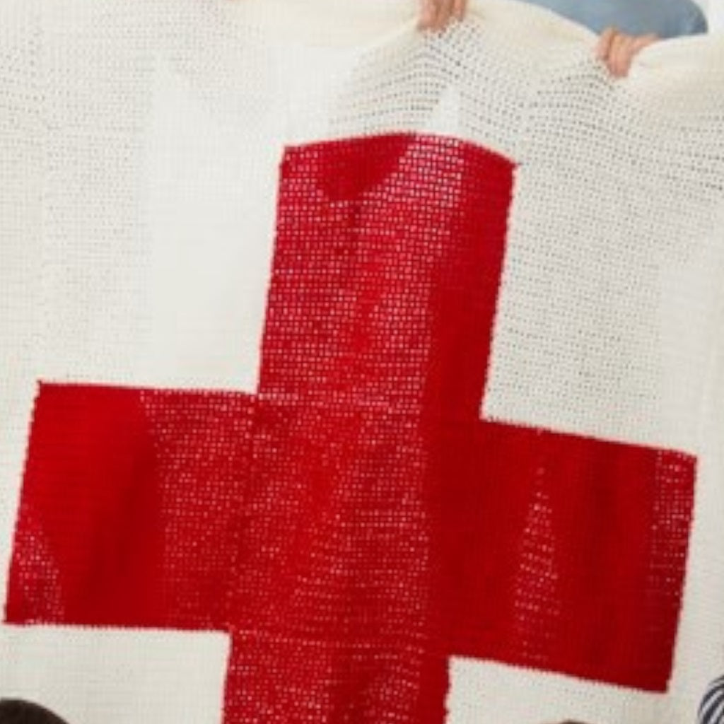 Red Heart Cares Crochet Blanket made using Red Heart yarn