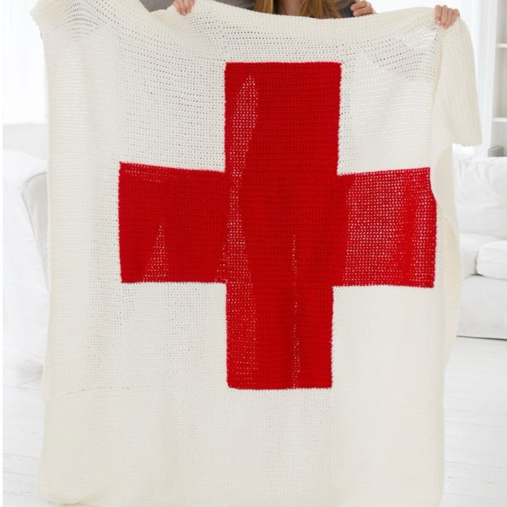 Red Heart Cares Crochet Blanket made using Red Heart yarn