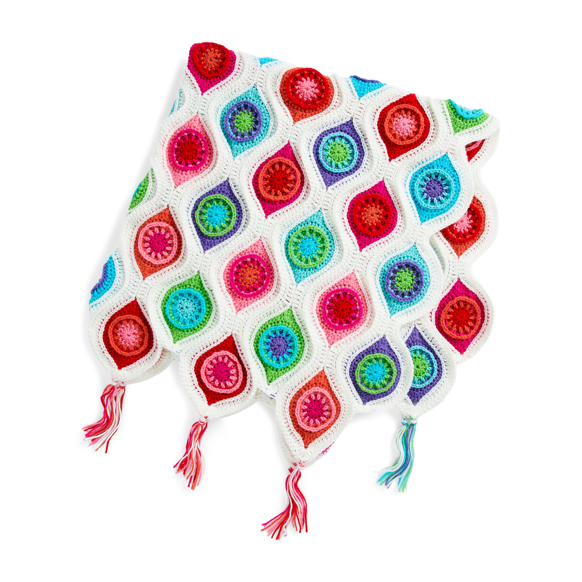 Crochet Retro Ornament Throw made using Red Heart yarn