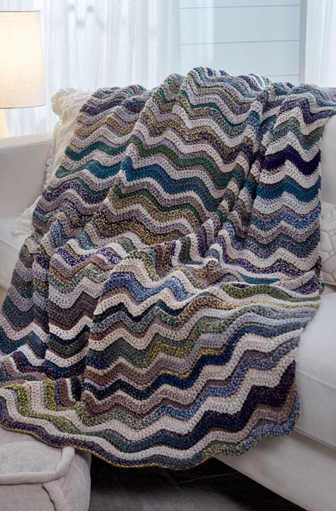 Crochet Ripples In The Pond Throw made using Red Heart yarn