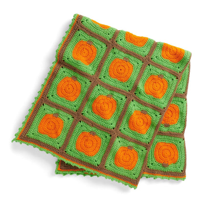 Red Heart Crochet Pumpkin Patch Blanket Crochet Throw made in Red Heart Super Saver Yarn