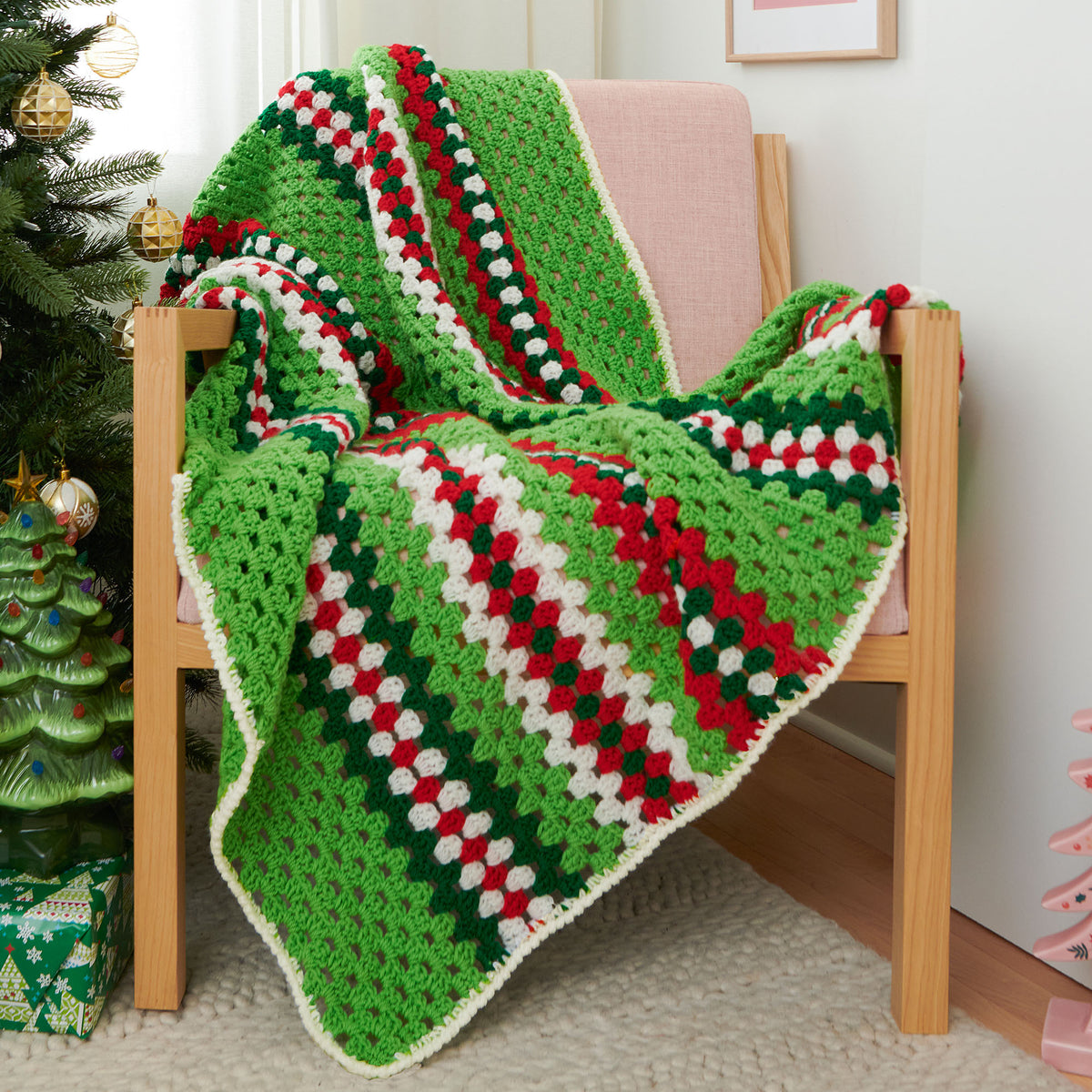 Crochet Christmas At Granny'S Blanket made using Red Heart yarn