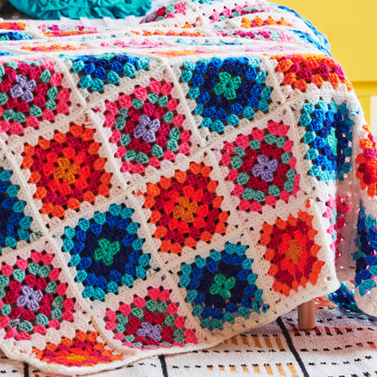 Red Heart Spectrum Dreams Crochet Granny Square Blanket Version 1