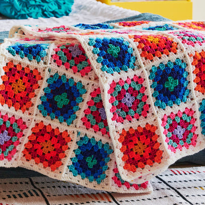 Red Heart Spectrum Dreams Crochet Granny Square Blanket Version 1