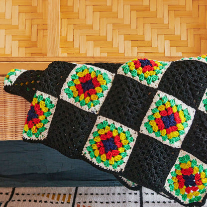 Red Heart Checkered Granny Square Crochet Blanket Crochet Blanket made in Red Heart All in One Granny Square Yarn