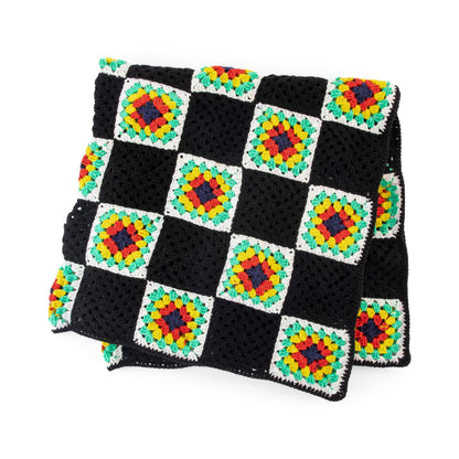 Red Heart Checkered Granny Square Crochet Blanket Crochet Blanket made in Red Heart All in One Granny Square Yarn